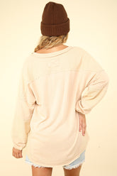 Stylish Washed V-Neck Knit Top with Unique Exposed Seams by VERY J